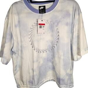 Nike Women's Crop Top Sportswear Icon Clash Mesh Shirt Size Large Lavender NEW